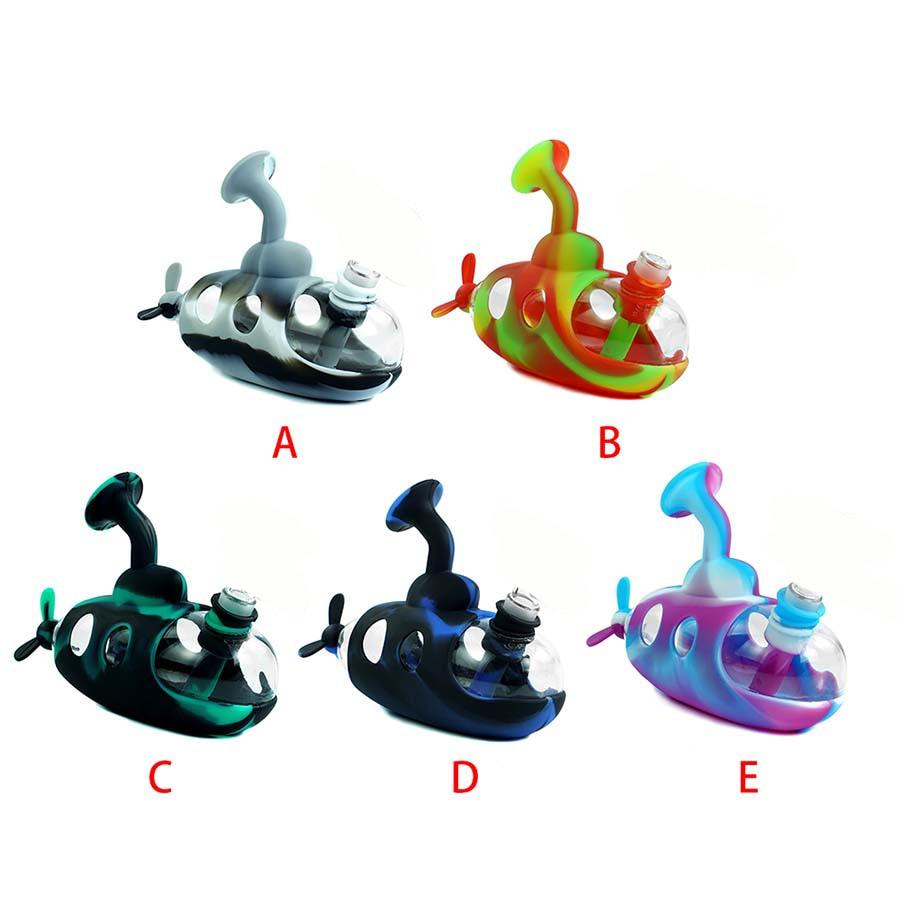 Cute Submarine Design Water Pipe - Silicone & Glass Bowl for Tobacco | Perfect for Smoking Enthusiasts & Home Use