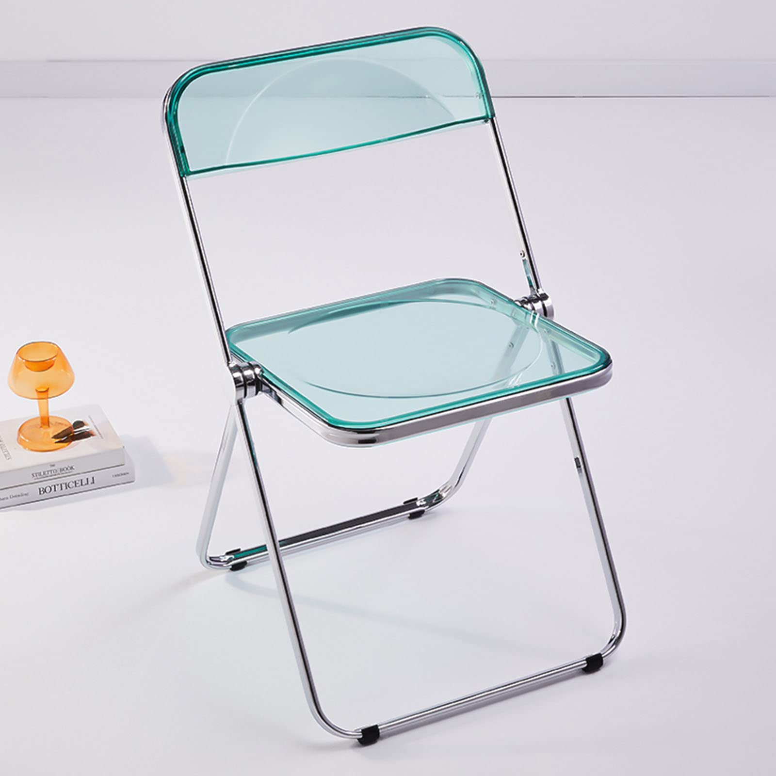 YXGS Clear Acrylic Folding Chair with Chrome Frame - Lightweight Modern Seating for Living Room, Patio, Events & Outdoor Use