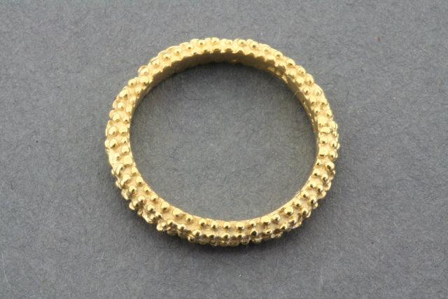 22Kt Gold Over Sterling Silver Organic Band Ring - Elegant & Hypoallergenic Jewelry for Women - Perfect for Weddings, Anniversaries & Special Occasions