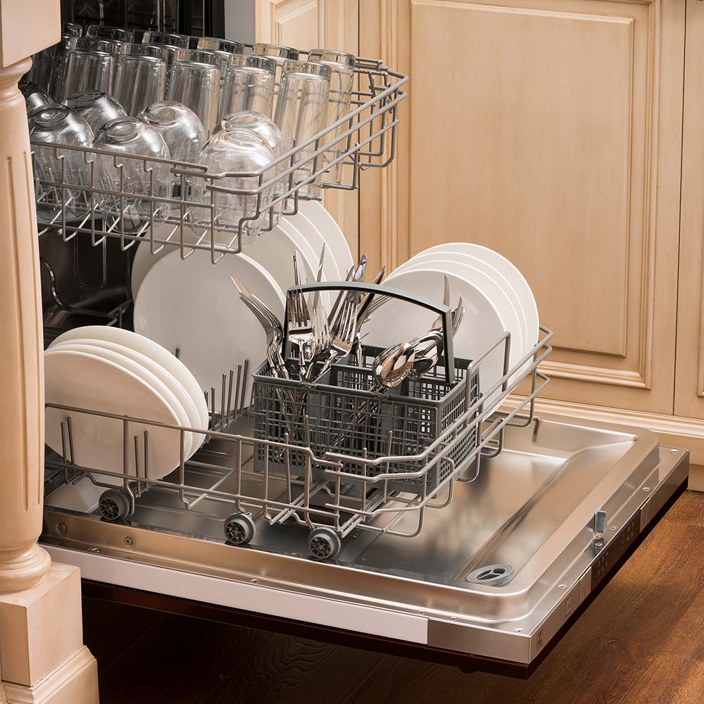 ZLINE 24 Inch Top Control Dishwasher - Oil Rubbed Bronze Panel, Traditional Handle, Ultra Quiet 52dBa (DW ORB H 24) | Perfect for Modern Kitchens & Open Concept Homes