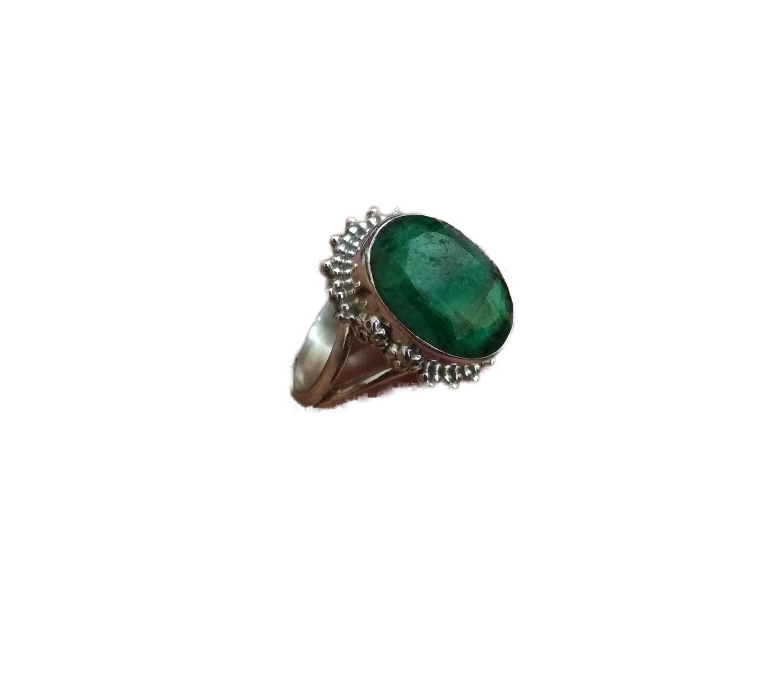 Emerald Sterling Silver Ring - May Birthstone Statement Jewelry for Women | Art Deco Boho Engagement, Promise & Bridesmaid Gift | Perfect for Weddings, Anniversaries & Special Occasions