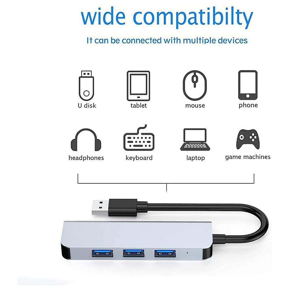 Oikabio USB 3.0 Hub - 4 Port Ultra Slim USB Splitter Adapter for Laptop, PC, MacBook, Flash Drive & External Hard Drive | High-Speed Data Transfer | Compact Design for Home, Office & Travel Use
