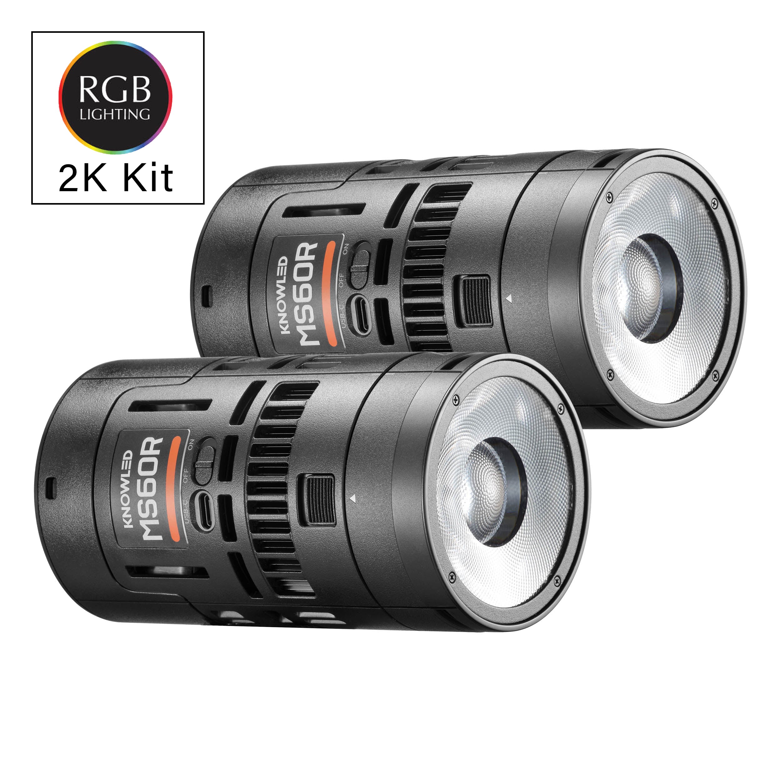 KNOWLED MS60R 2K Super Compact RGB LED Video Light Twin Kit - Professional Photography Lighting for YouTube, TikTok, Live Streaming & Studio Shooting