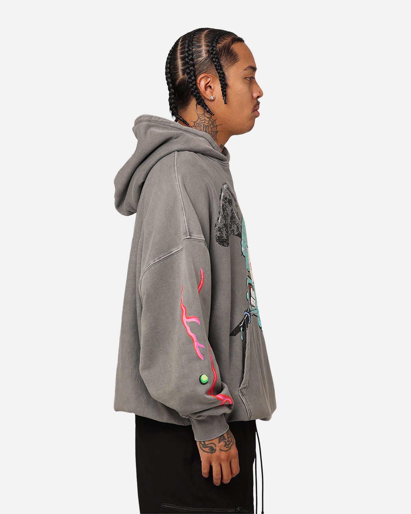 SpongeBob SquarePants Squidward Hoodie - Washed Charcoal Pullover Sweatshirt for Men & Women | American Thrift Style | Perfect for Cosplay, Halloween, and Casual Wear