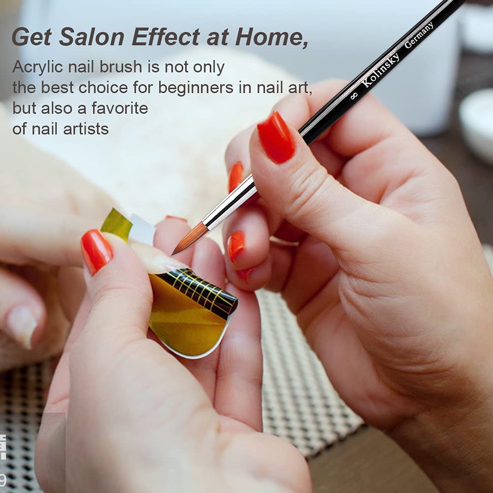 Professional Kolinsky Acrylic Nail Brush - Black Oval UV Gel Nail Art Brush for Acrylic Powder Application | Perfect for Beginners & Manicurists | Nail Art Manicure Tool (Size 10#) | Ideal for Salon, Home Use & Professional Nail Designs