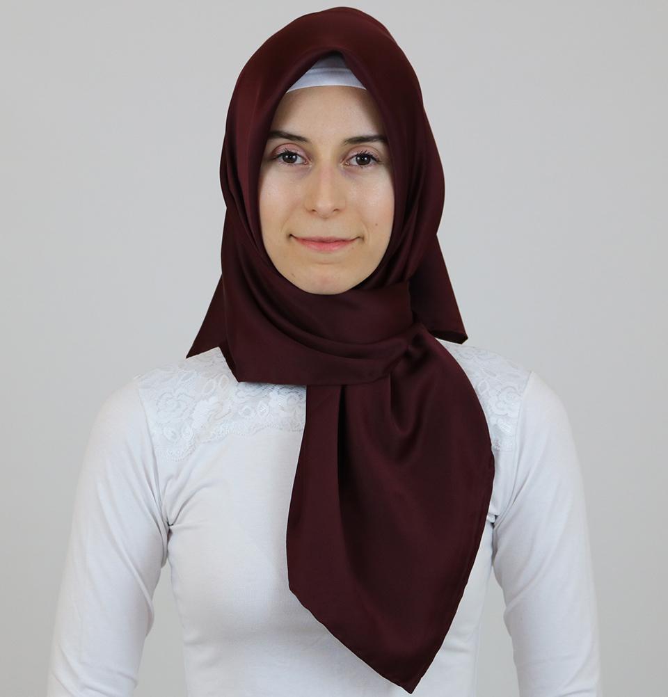 Aker Satin Square Hijab Scarf 6385 943 Maroon - Soft & Breathable Muslim Headscarf for Women, Perfect for Daily Wear, Prayer, and Special Occasions