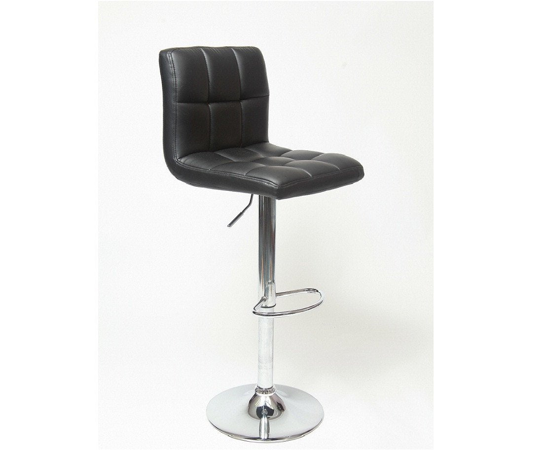 Premium Adjustable Hydraulic Bar Stools with Swivel Base - Set of 2 Black Leather Counter Height Stools for Kitchen Island, Home Bar & Dining Room