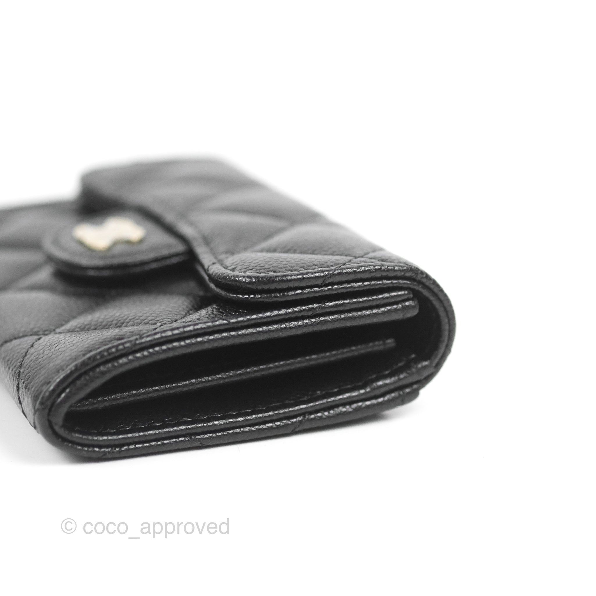 Chanel Classic Flap Coin Purse - Black Caviar Leather with Gold Hardware | Luxury Compact Wallet for Women | Perfect for Everyday Use & Special Occasions