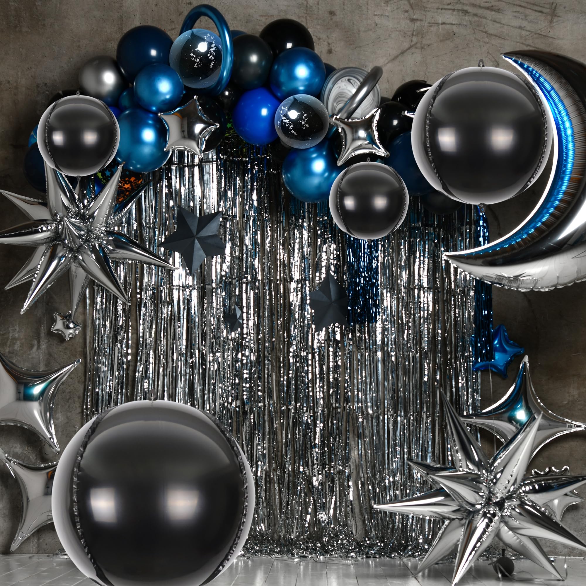 14pcs Black Foil Balloons Set - 22in, 15in, 10in Mylar Balloons for Party Decorations | Large Metallic Chrome Balloons for Birthday, Wedding, Anniversary & Graduation Events | 360 Degree 4D Round Helium Balloon Kit
