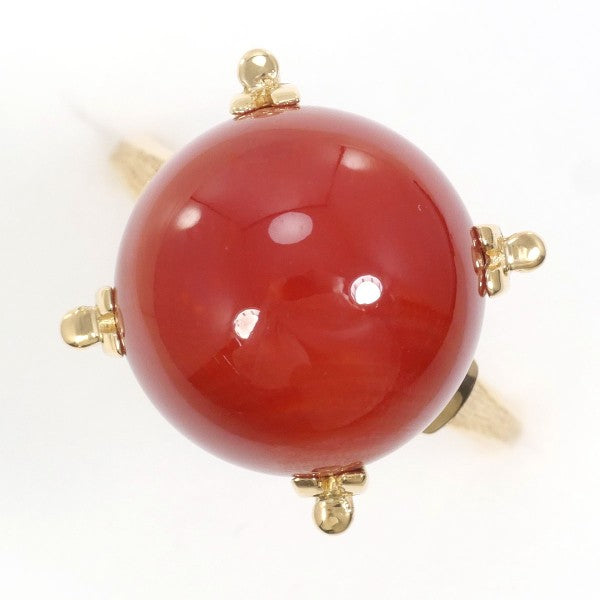 18K Yellow Gold Coral Ring for Women - Elegant Handmade Jewelry Gift for Birthday, Anniversary & Valentine's Day - Perfect for Beach Weddings & Summer Fashion Accessories