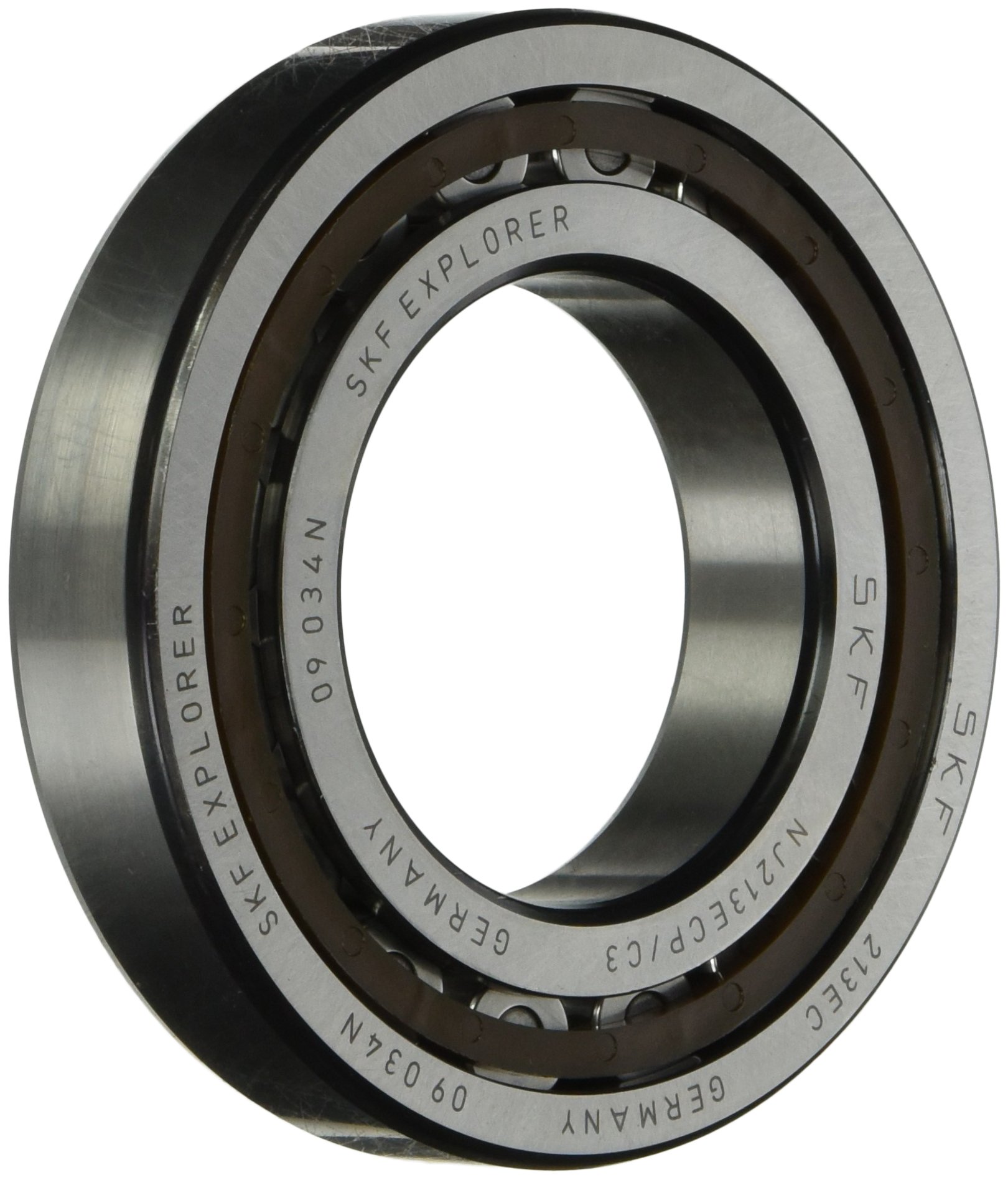 SKF NJ 211 ECP/C3 Single Row Cylindrical Roller Bearing - 55mm Bore, 100mm OD, 21mm Width - High Capacity C3 Clearance with Polyamide Cage - Flanged Design for Easy Installation - Perfect for Industrial Machinery, Pumps, and Heavy-Duty Equipment