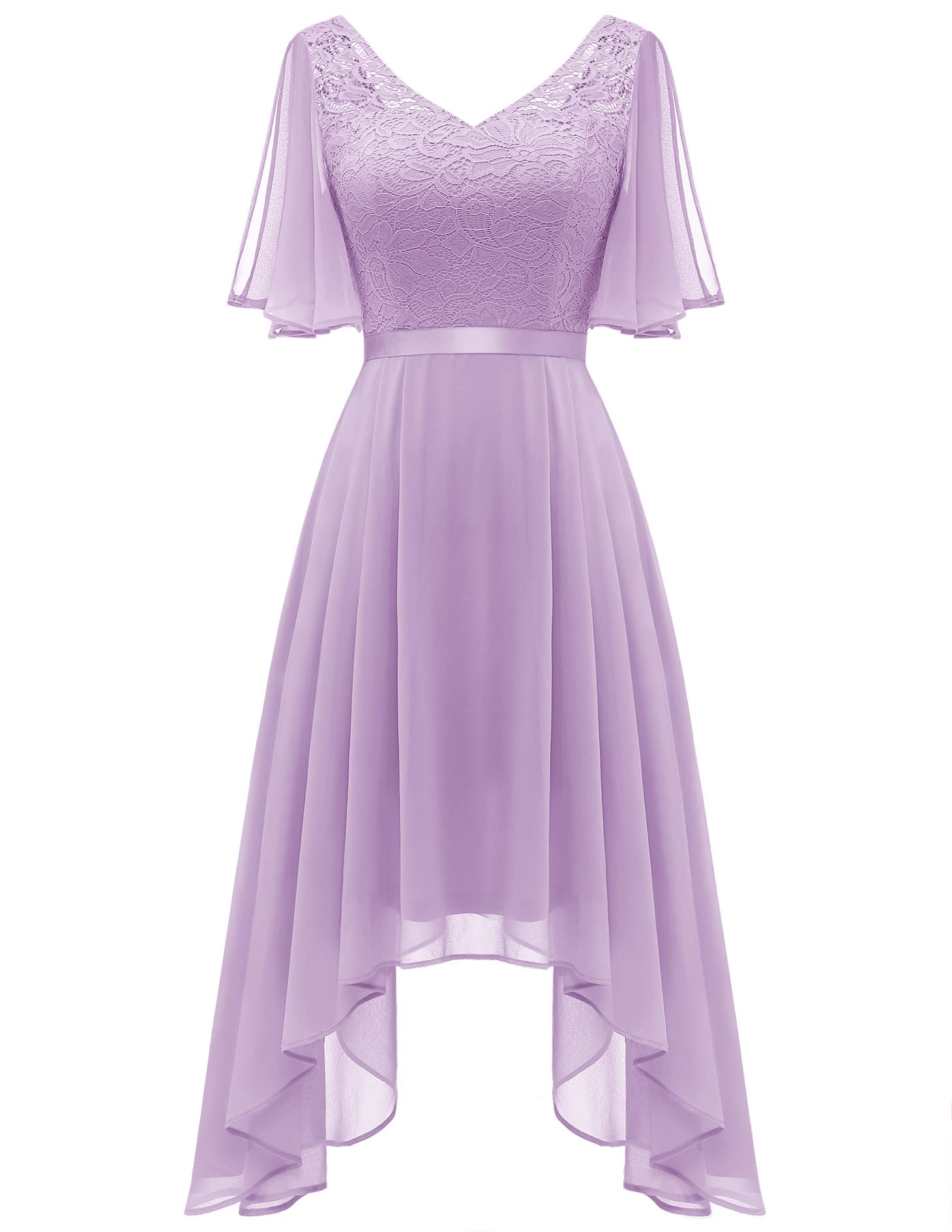 BeryLove Women's Elegant Lace Cocktail Dress for Prom, Wedding Guest & Bridesmaid - Flutter Sleeve Formal Gown 2025 | Perfect for Evening Parties, Bridal Showers & Special Occasions