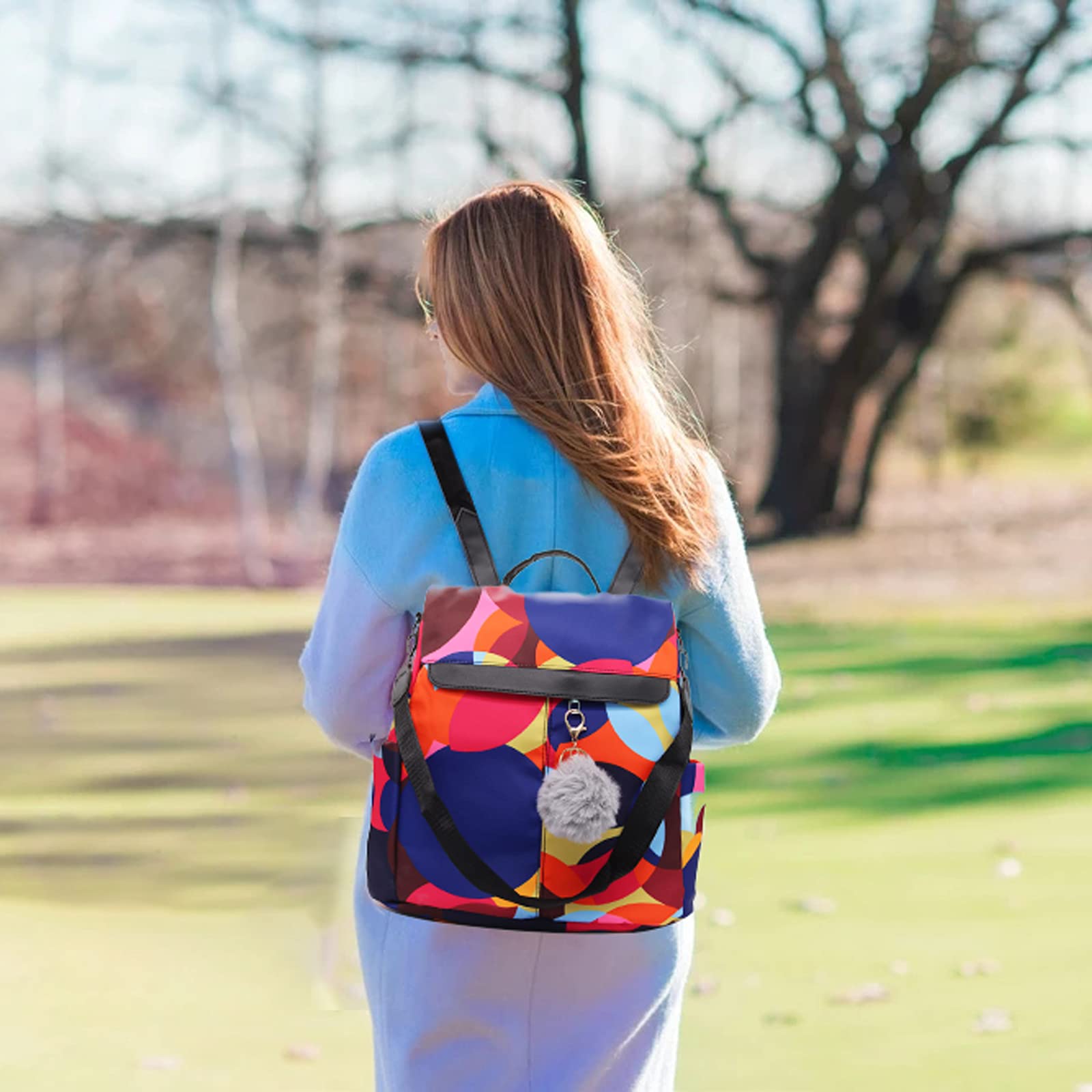COFIHOME Women's Anti-Theft Waterproof Travel Backpack - Stylish Nylon Rucksack for Hiking, Commuting & Daily Use (Large, Red) | Secure Laptop Compartment & RFID Protection | Perfect for Work, College & Outdoor Adventures