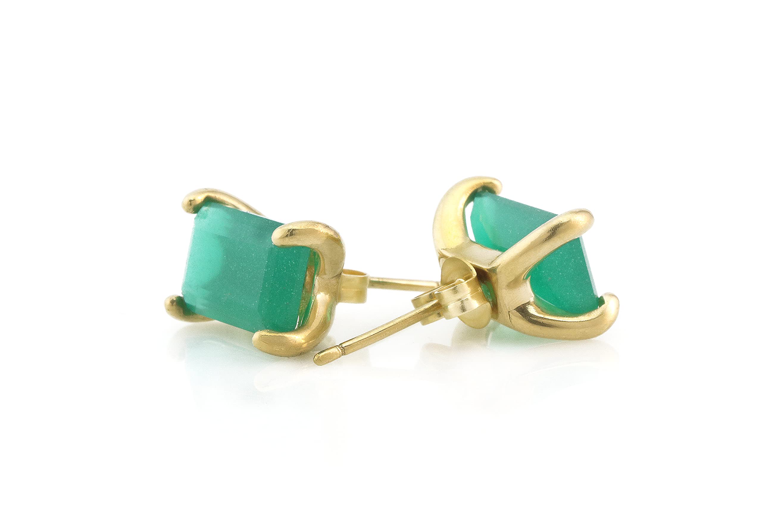 Luxury Green Onyx Stud Earrings for Women - Handmade Gemstone Jewelry with Gift Box - Perfect for Weddings, Parties & Gifts | Elegant Everyday Wear & Special Occasions