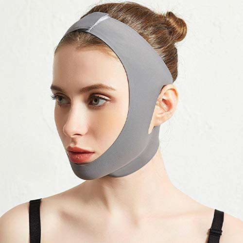 V-Shaped Facial Slimming Bandage - Elastic Face Lift Strap for Women, Chin & Cheek Lift Up Belt, Anti-Wrinkle Face Care Tool (Grey, XL) - Perfect for Home Spa, Skincare Routine & Instant Face Contouring