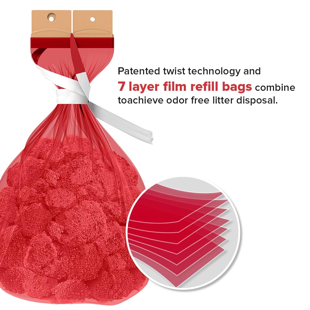 RedRocket 10-Pack Refill Bags for Kitty Twist'R Plus Cat Litter Pail | 7-Layer Odor-Free Bags with Patented Technology | Made in USA | Perfect for Multi-Cat Homes & Small Spaces