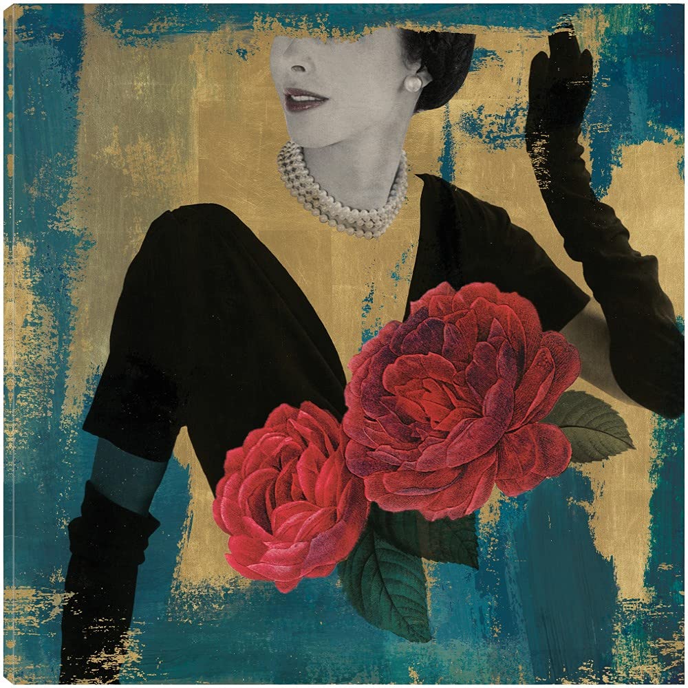 Eccentric Accents Floral Fashionista Canvas Wall Art - 32x32 Inch Hand-Painted Fine Art Decor for Living Room, Bedroom, Office - Ready to Hang - Perfect for Home, Kitchen, Bathroom & Dining Room Decor