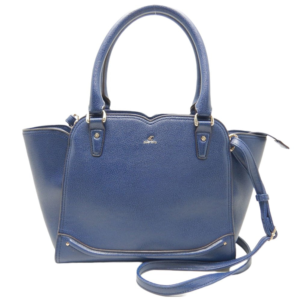 4℃ 2-Way Tote Bag - Dark Blue Synthetic Leather Crossbody & Shoulder Bag for Women, Perfect for Work, Travel & Daily Use