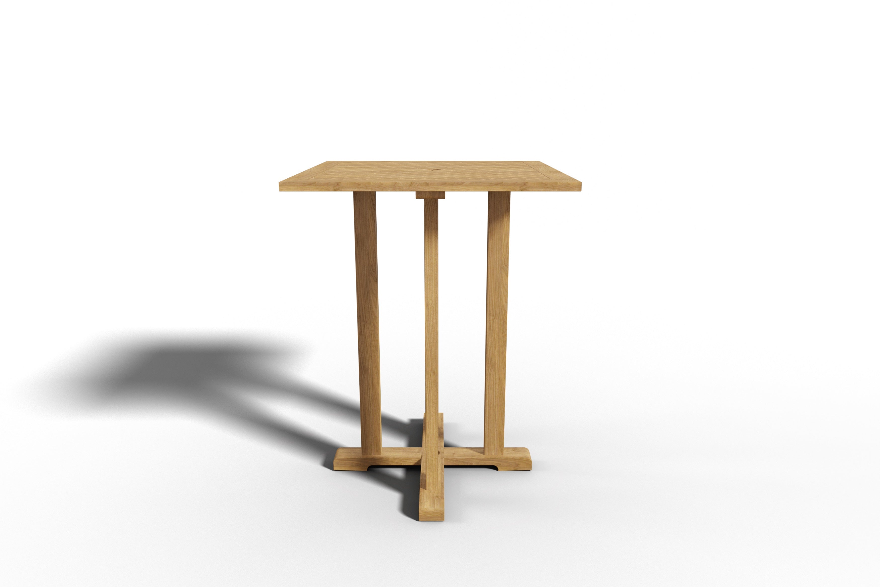 **Michele Square Teak Outdoor Bar Height Dining Table with Umbrella Hole – Perfect for Patio, Deck, and Poolside Entertaining**