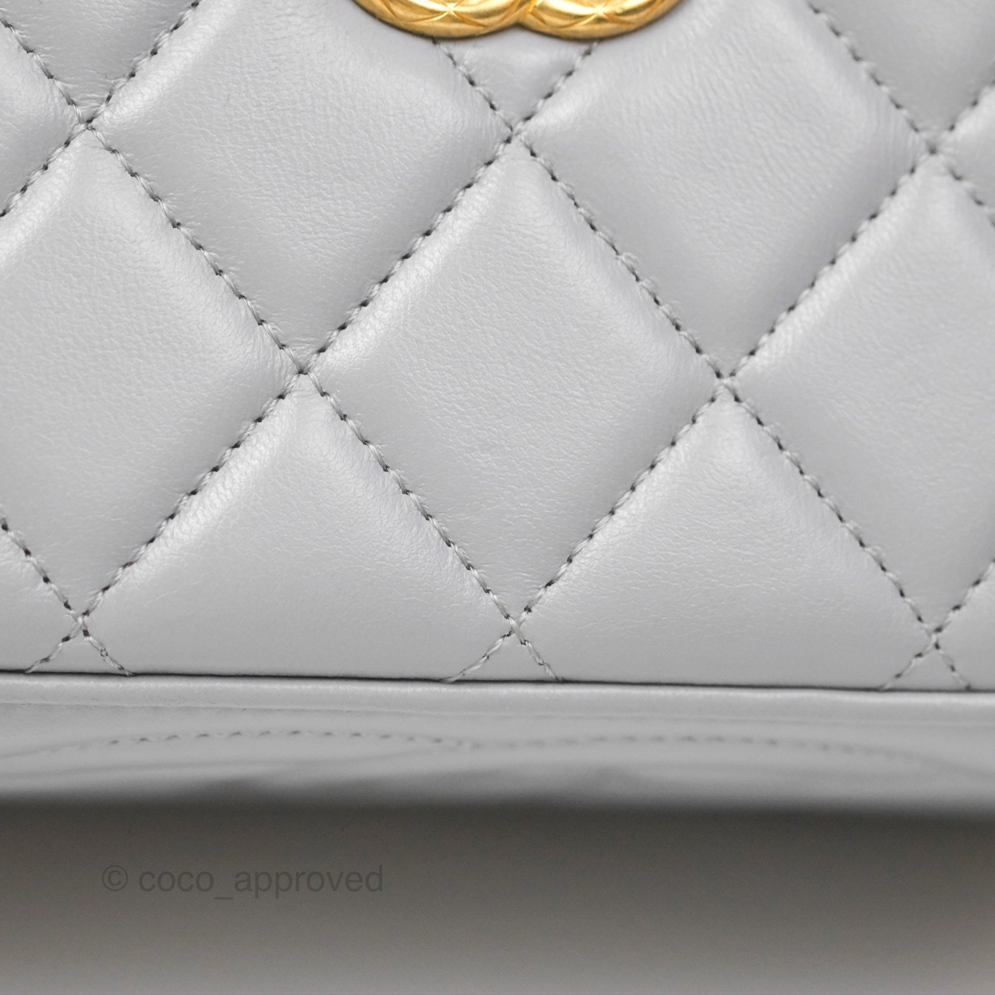 Chanel Adjustable Chain Grey Lambskin Vanity Bag with Aged Gold Hardware - Perfect for Evening Events & Luxury Fashion Accessories