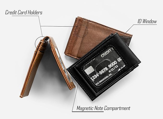 Premium Kentucky Leather Front Pocket Wallet for Men - Slim RFID Blocking Bifold Wallet - Perfect for Travel, Business & Everyday Use