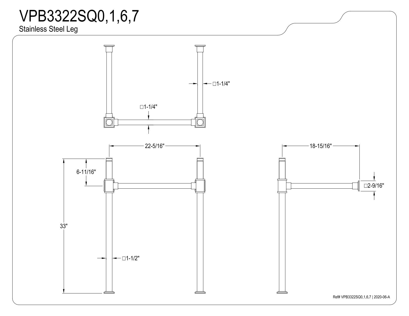 Kingston Brass VPB3322SQ7 Monarch Console Sink Legs - Brushed Brass Finish for Bathroom Vanity & Farmhouse Decor