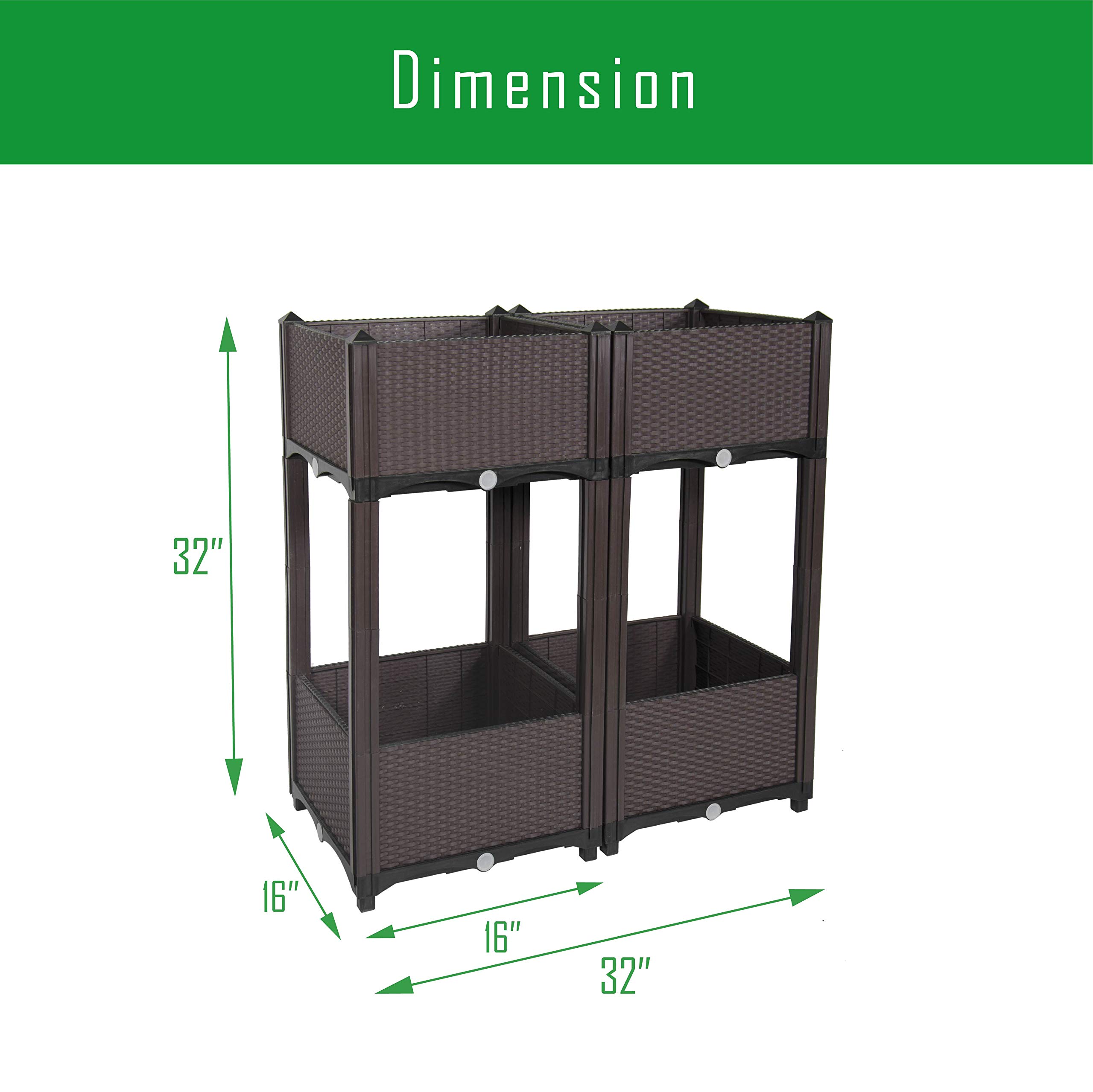 D'vine Dev Raised Garden Bed Planter - Elevated Outdoor Standing Planter Box with Drainage for Vegetables, Flowers, Herbs | Gardening Kit for Patio, Balcony & Backyard (Model RGB-4)