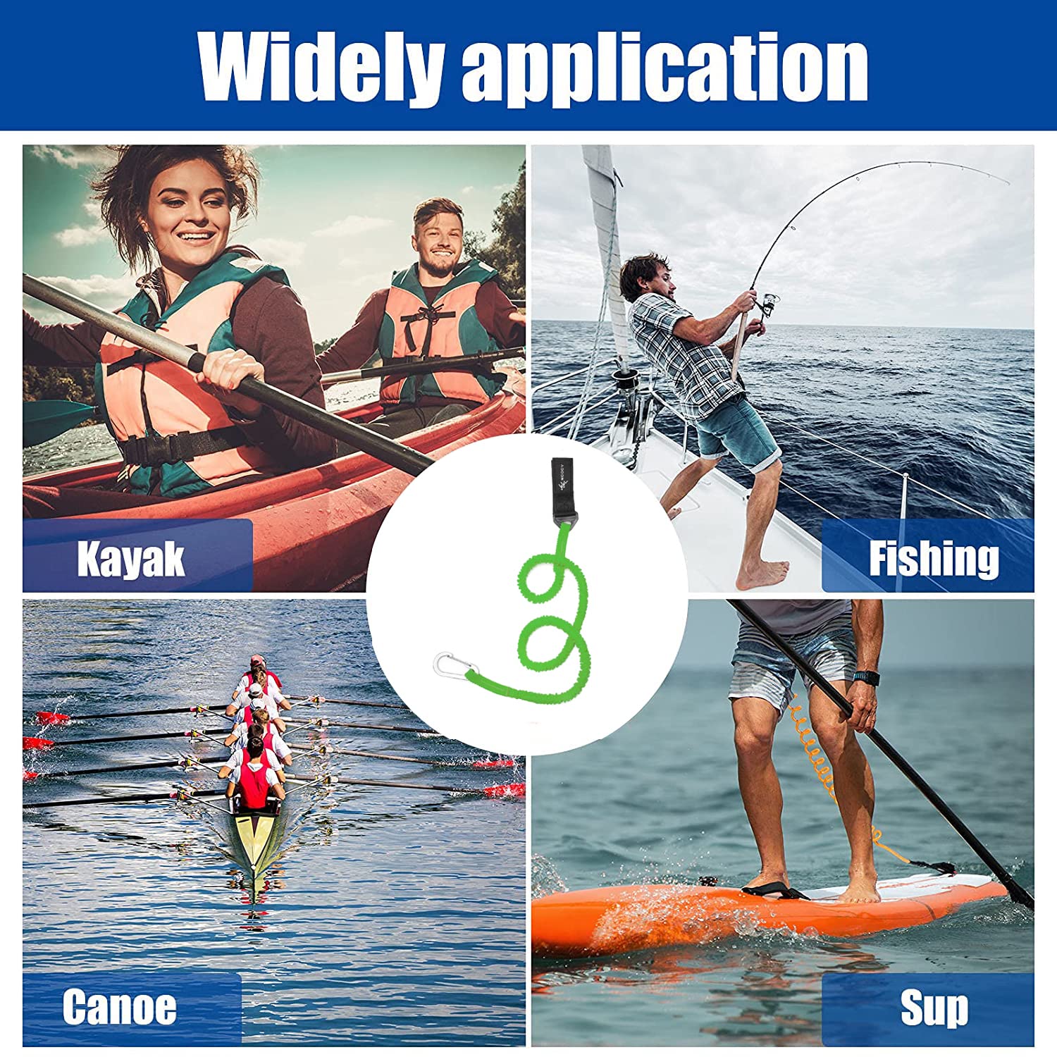 **Stretchable Coiled Kayak Paddle Leash & Rod Lanyard - Durable Kayak Fishing Accessories for Paddles & Gear (Perfect for Kayaking, Fishing & Water Sports)**