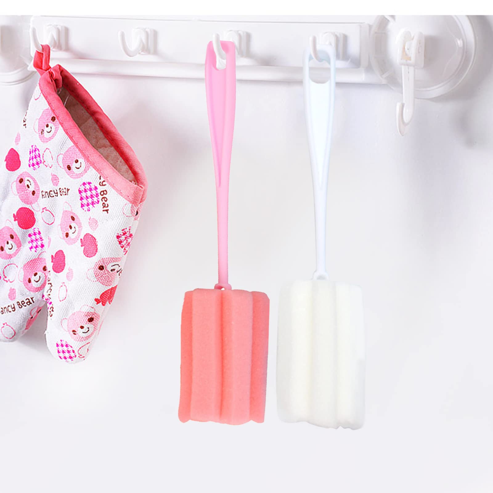 4-Pack Long Handle Bottle Brush Sponge - Durable Cup & Glass Cleaner for Baby Bottles, Mugs, Kitchenware | Perfect for Baby Feeding, Dishwashing & Home Cleaning