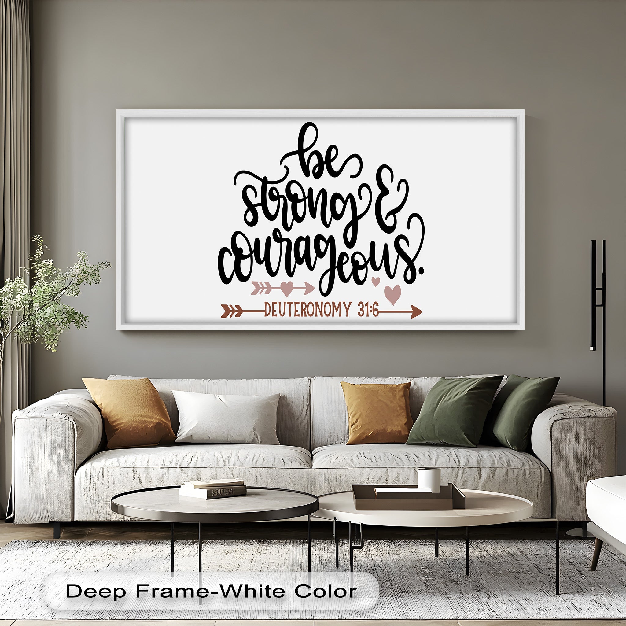 Be Strong & Courageous - Deuteronomy 31:6 Bible Verse Oil Painting - Inspirational Christian Wall Art for Home, Church & Office Decor