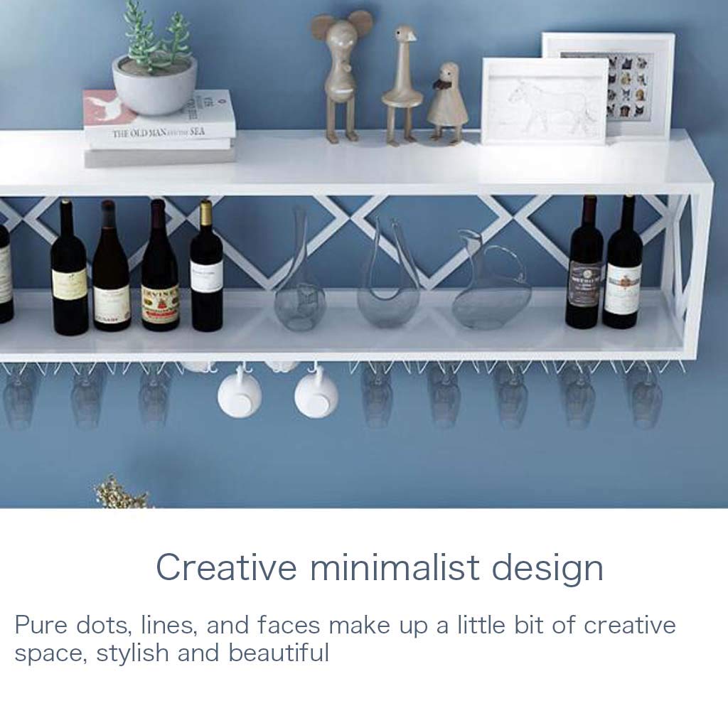 Floating Wall Shelves with Wine Glass Rack - Multifunctional Iron Bottle Holder & Hanging Goblet Rack with Partitions - Perfect for Kitchen, Bar, Dining Room & Home Decor