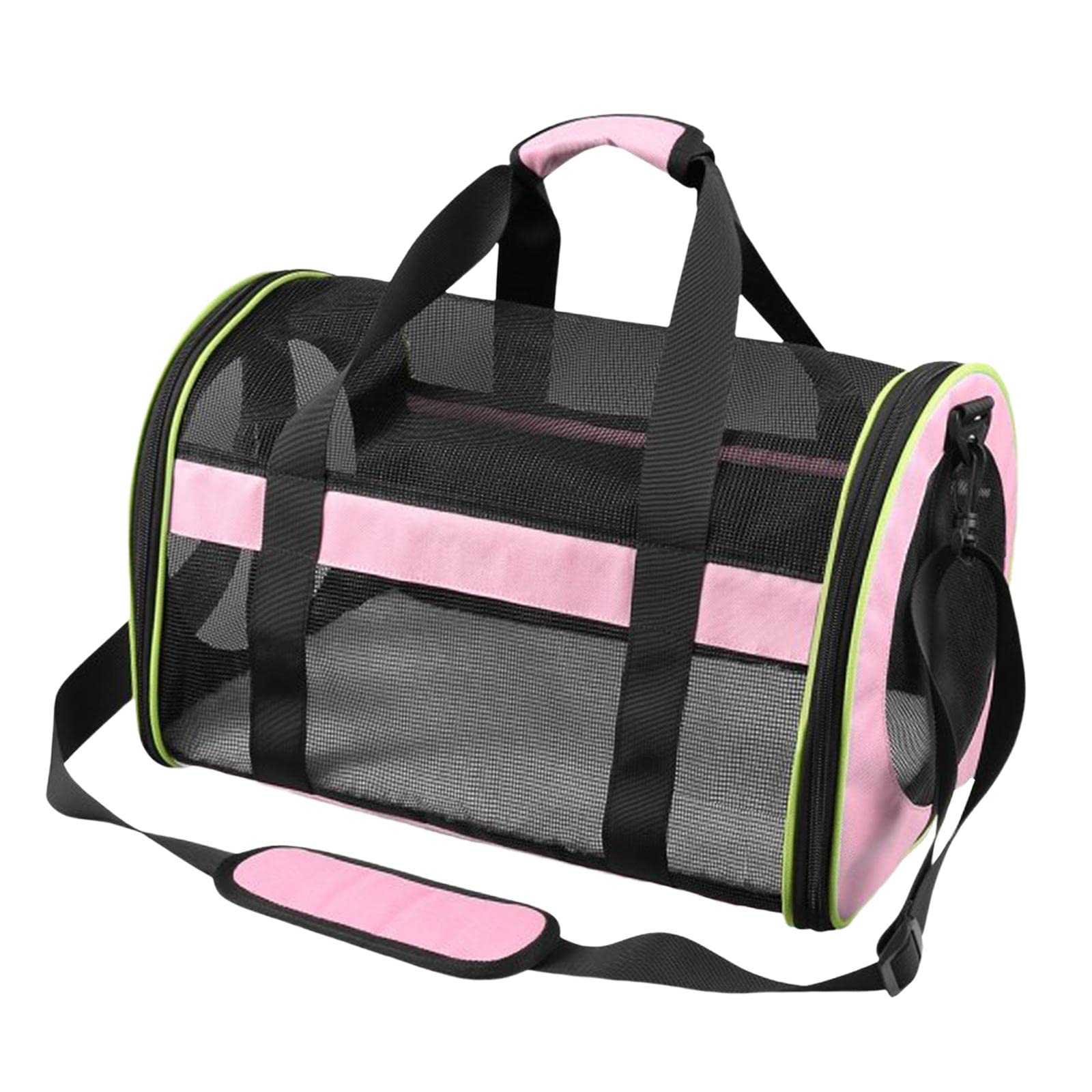 Enakshi Collapsible Pet Carrier for Dogs & Cats - Ventilated, Lightweight, 17.3x11x11 Inches - Black & Pink (Perfect for Travel, Vet Visits & Outdoor Adventures) | Pet Supplies | Dog Carriers & Totes