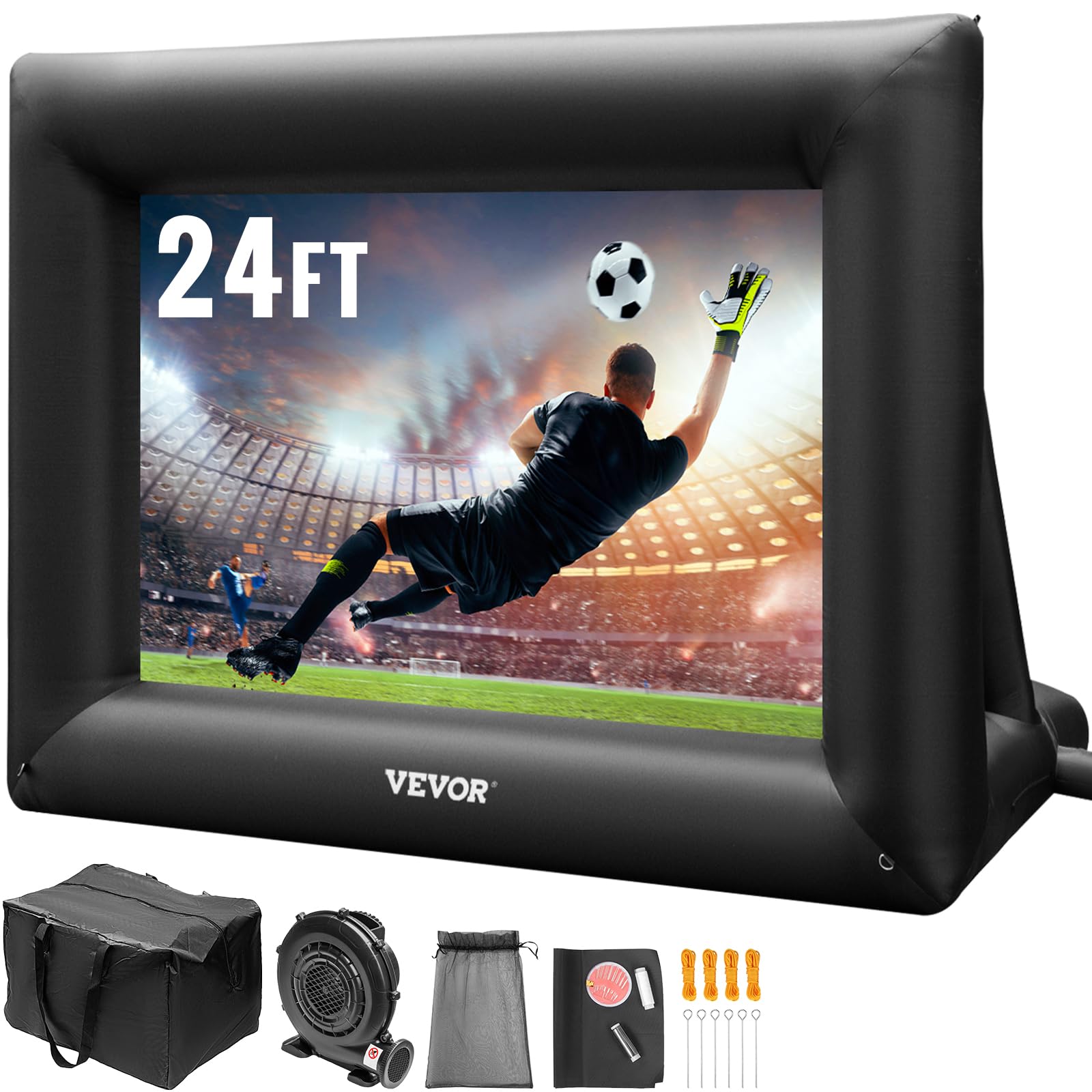 VEVOR 120-Inch Inflatable Outdoor Movie Screen with 350W Air Blower - Portable Front/Rear Projection Screen, Durable Oxford Fabric for Backyard, Camping & Drive-in Theater Night