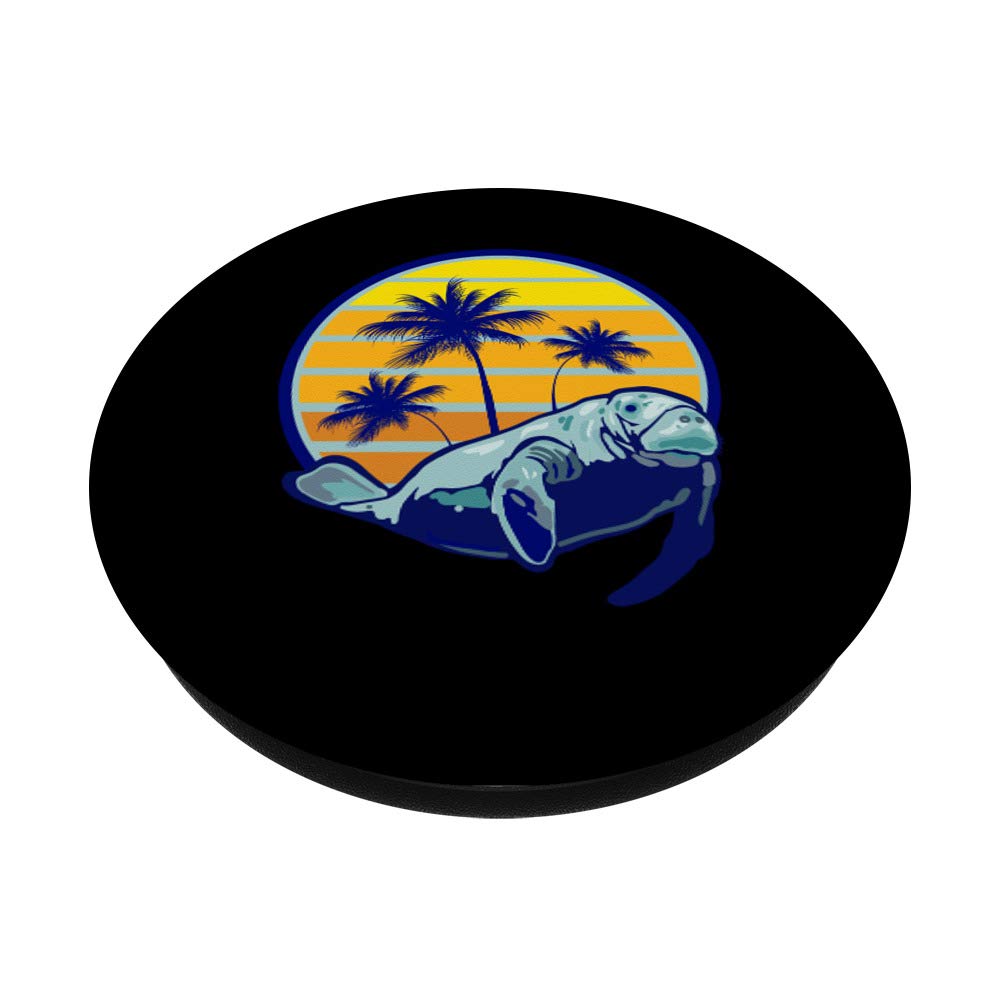 Retro Vintage Sunset T-Shirt with Palm Tree Design - Funny Save The Floaty Potatoes Graphic Tee | Trendy PopSockets Grip & Stand for iPhone, Samsung & Tablets | Perfect for Beach Vacations & Summer Outfits