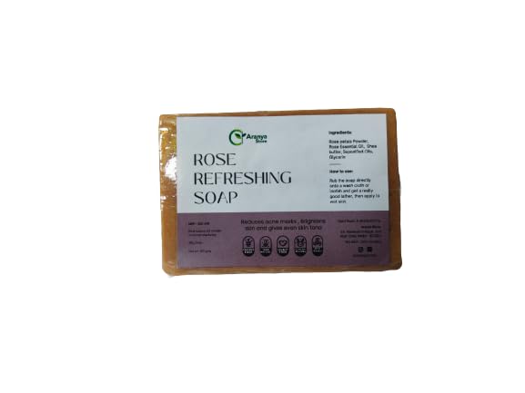 Aranya Store Natural Rose Refreshing Soap - Handmade Organic Face & Body Cleanser for Sensitive Skin, Perfect for Daily Skincare & Relaxing Bath Time