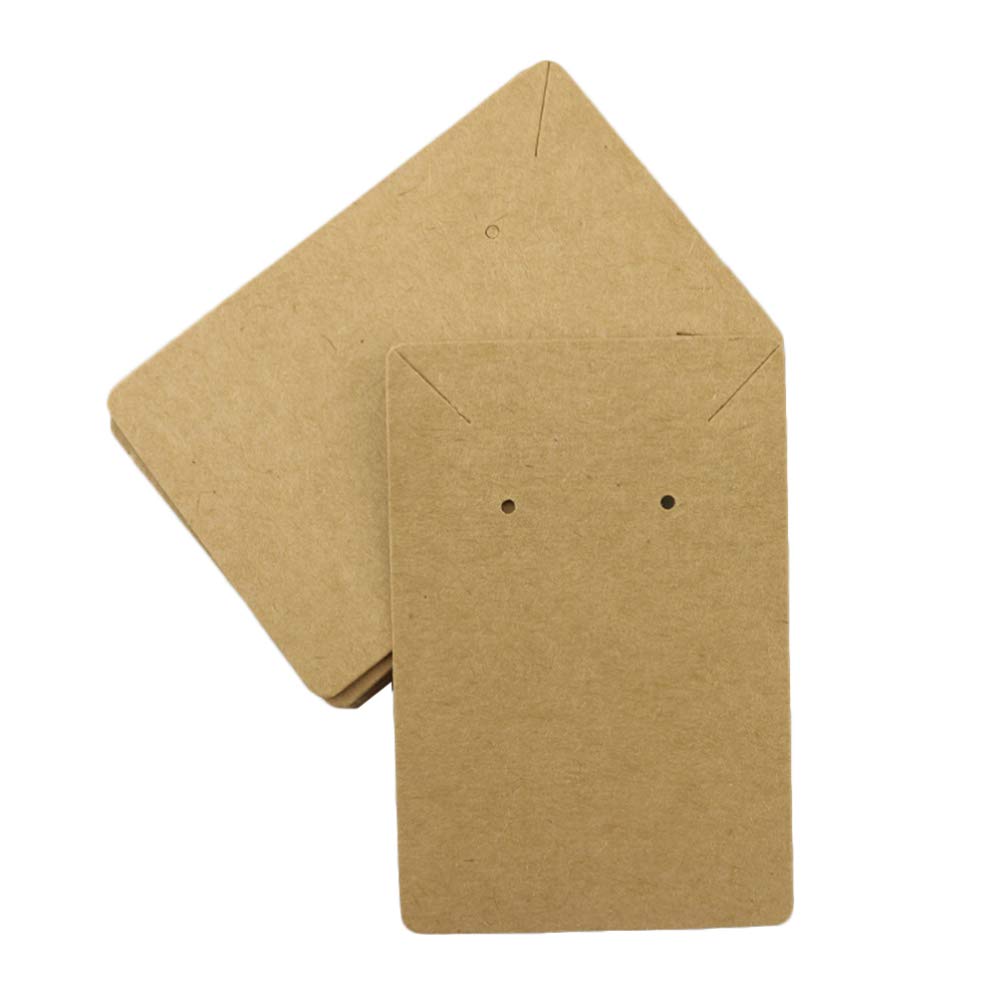 100pcs Kraft Paper Earring & Necklace Display Cards - Blank Jewelry Packaging Cards with Hooks for Earrings Organizer, Necklace Holder - Perfect for Boutique, Craft Shows & Retail Jewelry Displays