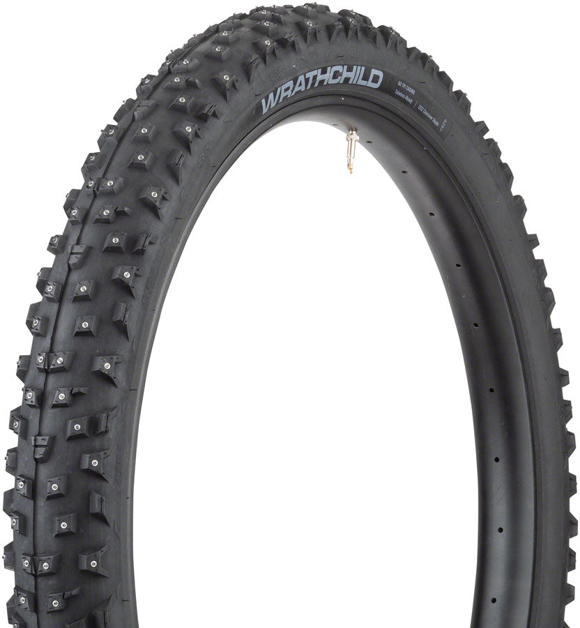 45NRTH Wrathchild Winter Bike Tire 27.5 x 3.0 Tubeless Black 60TPI with 252 Concave Carbide Studs - Extreme Traction for Snow & Ice Cycling, Mountain Biking in Cold Conditions