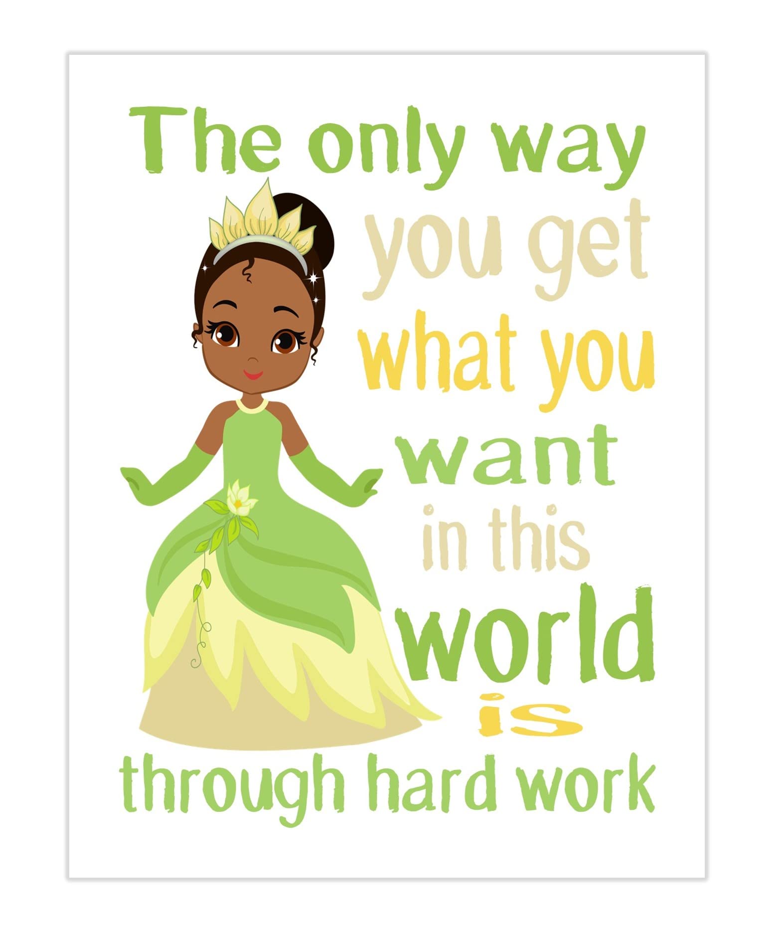Tiana Princess Inspirational Nursery Decor Print - Motivational Wall Art for Kids' Room | Perfect for Disney Themed Bedrooms & Baby Showers