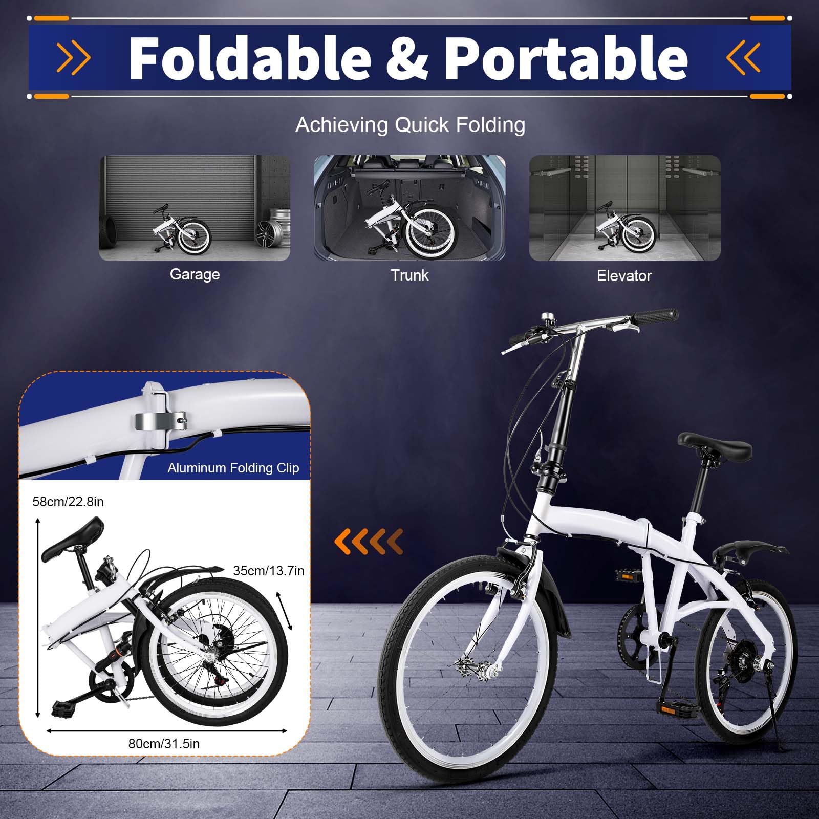20 Inch Folding Bike for Adults - 6 Speed Lightweight Commuter Bicycle with Shimano Shifter - Perfect for Urban Commuting, Camping & Travel - Foldable Compact Design Saves Space
