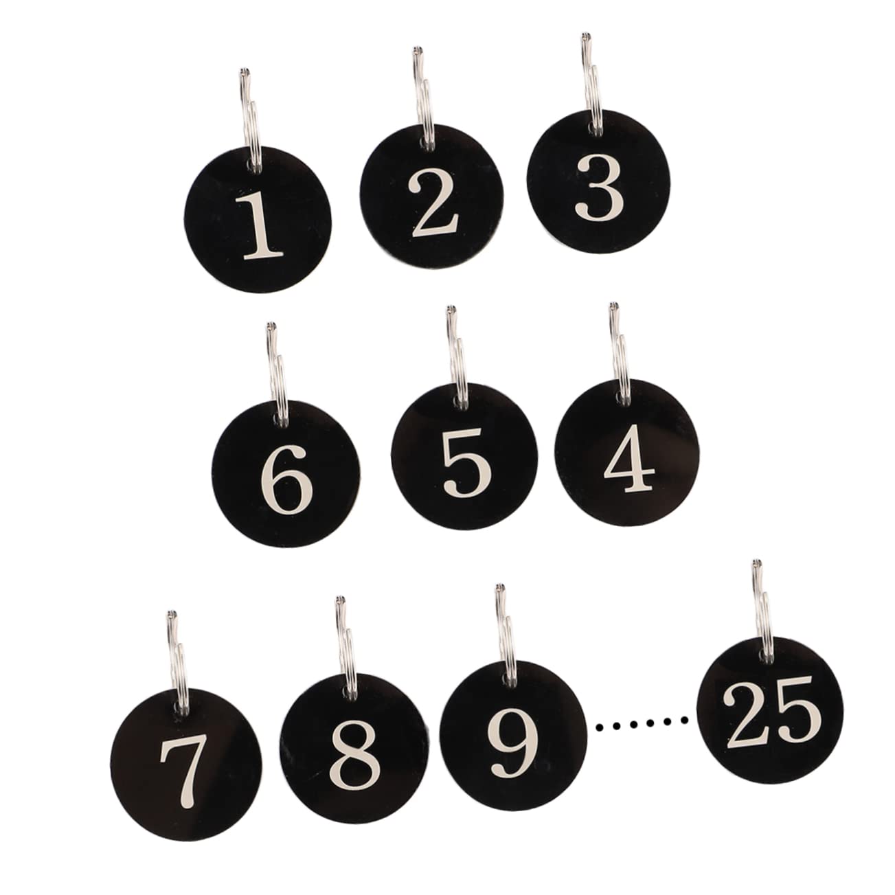 OHPHCALL 25pcs Acrylic Number Tags for Keys - Durable Digital Key Rings for Hotels, Offices & Home Organization (1-25 Numbered) - Perfect for Key Identification & Property Management
