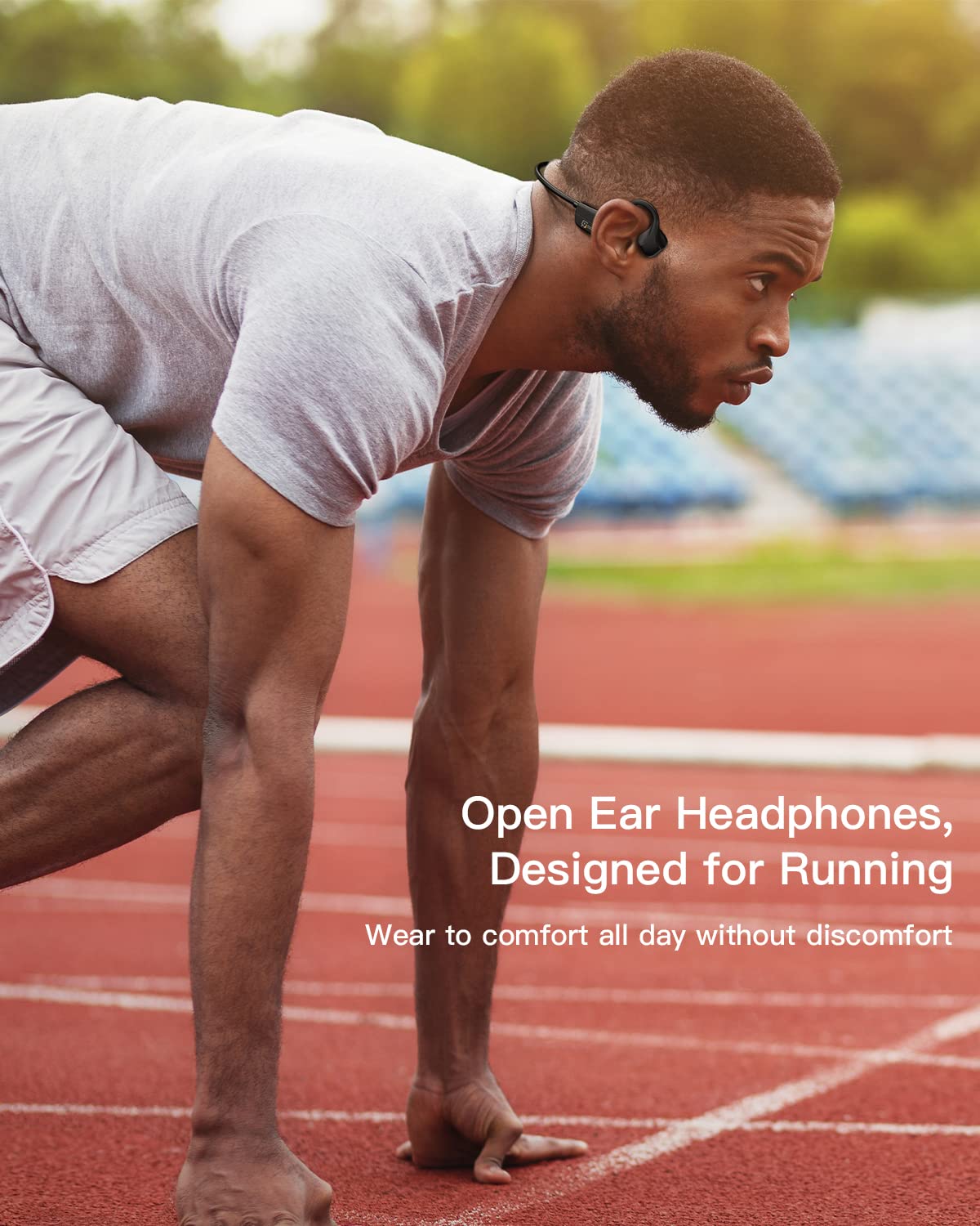 Bluetooth 5.0 Bone Conduction Headphones - Wireless Open Ear Headphones with Built-in Mic, IPX5 Waterproof & Sweatproof for Running, Cycling, Hiking, Gym, Climbing & Driving - Perfect for Workouts, Commuting & Outdoor Adventures (Black)