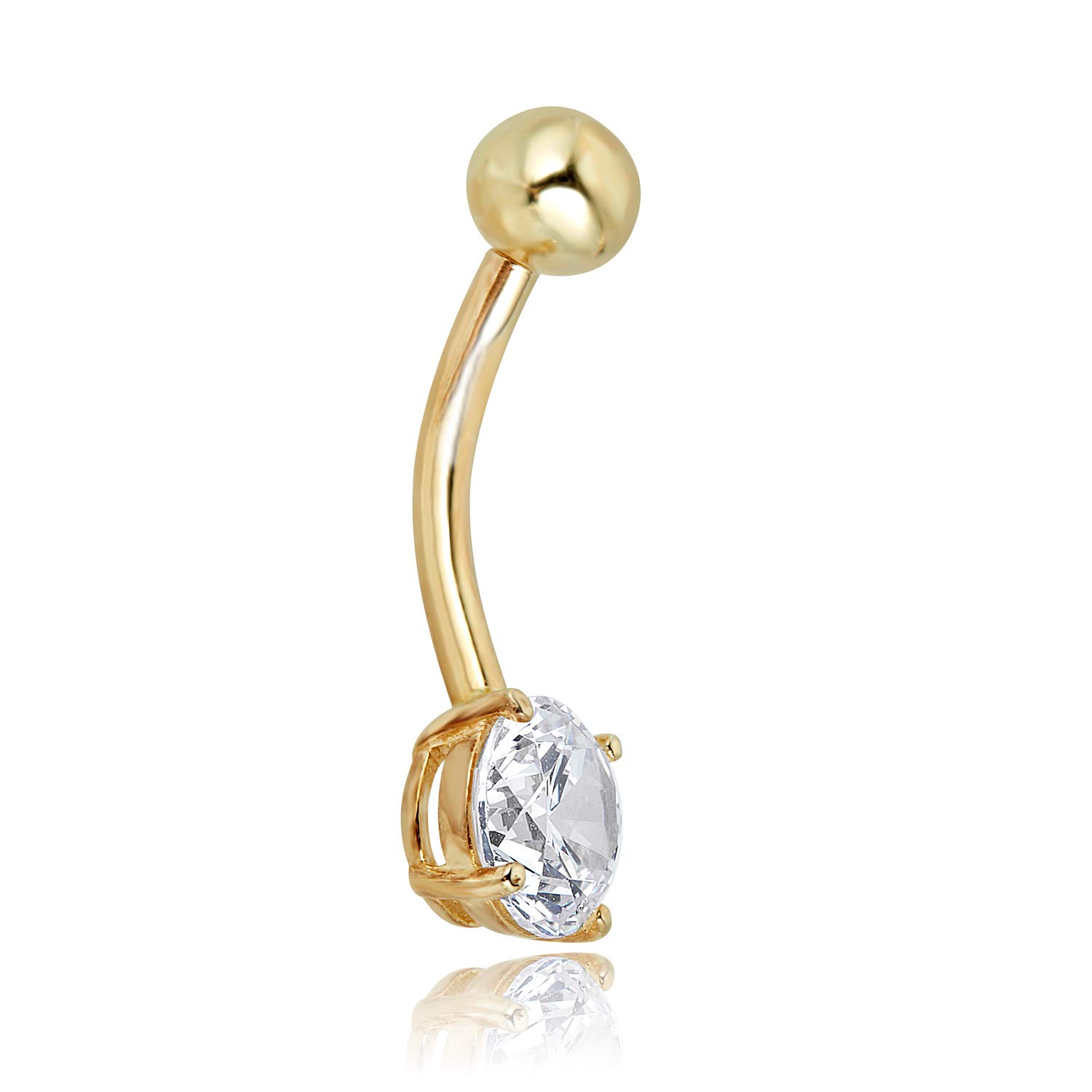 10K Gold Plated CZ Belly Button Ring - 14G Body Jewelry for Women, Hypoallergenic Navel Piercing - Perfect for Parties, Beach & Everyday Wear