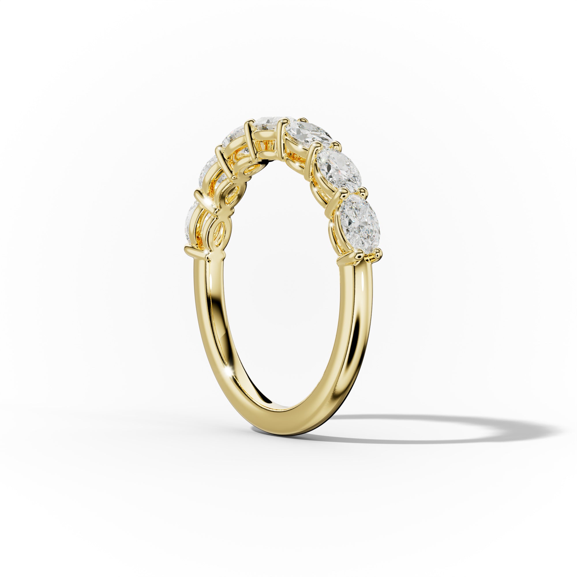 1.0 Carat East West Oval Cut Diamond Half Eternity Wedding Band - Elegant Stackable Ring for Brides, Anniversary Gifts & Special Occasions