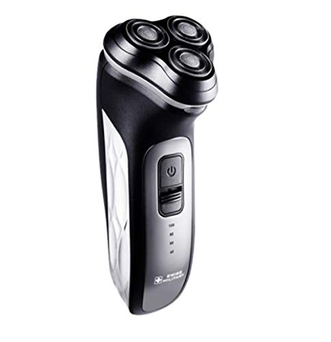 Swiss Military Felix SMS-W500 Rechargeable Electric Shaver for Men - 3 Stainless Steel Blades, Pop-up Trimmer, Waterproof & Easy Cleaning - Perfect for Travel, Gym & Daily Grooming