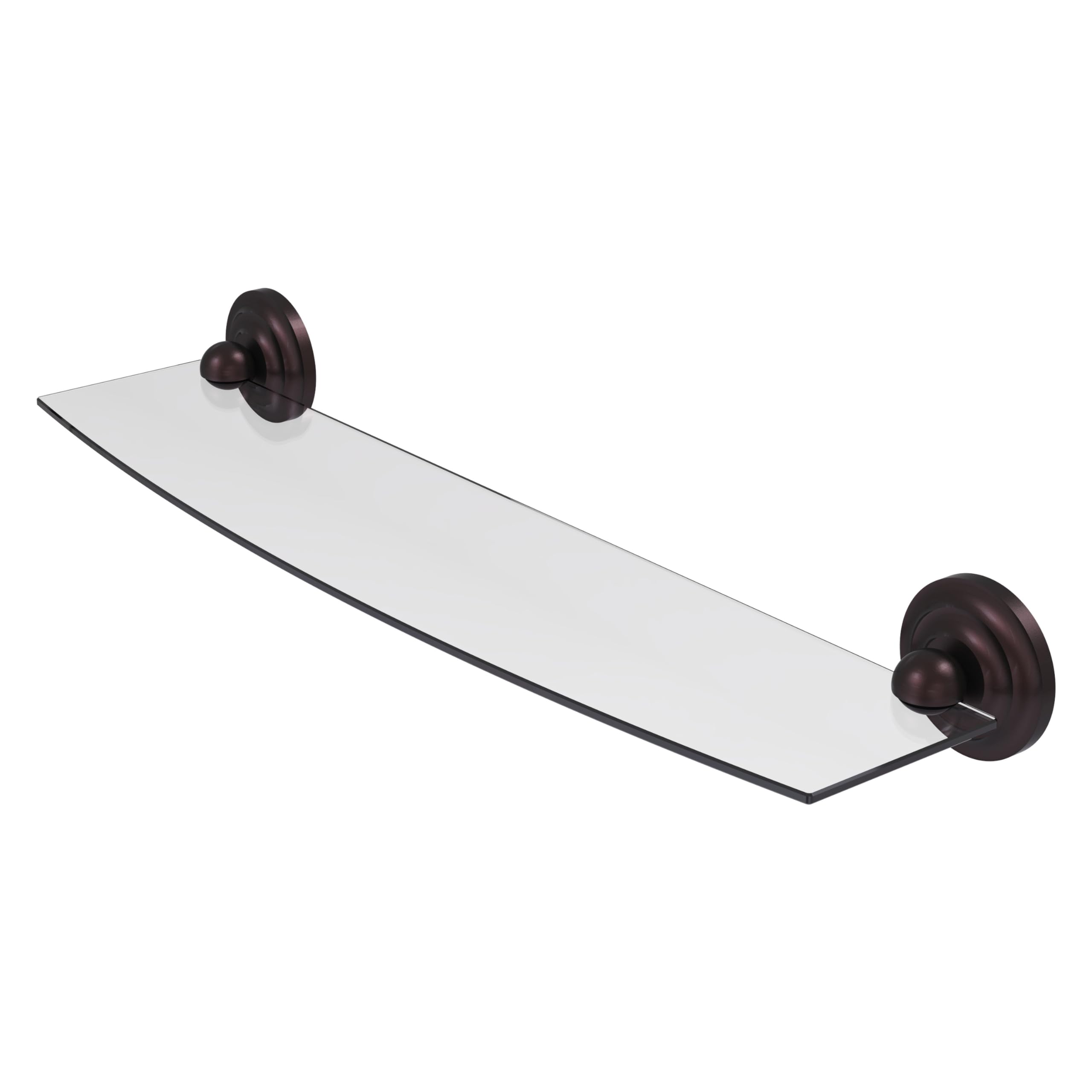 Allied Brass PQN-33/24 Prestige Que Collection 24 Inch Glass Shelf in Antique Bronze - Perfect for Bathroom, Kitchen, or Living Room Storage & Display