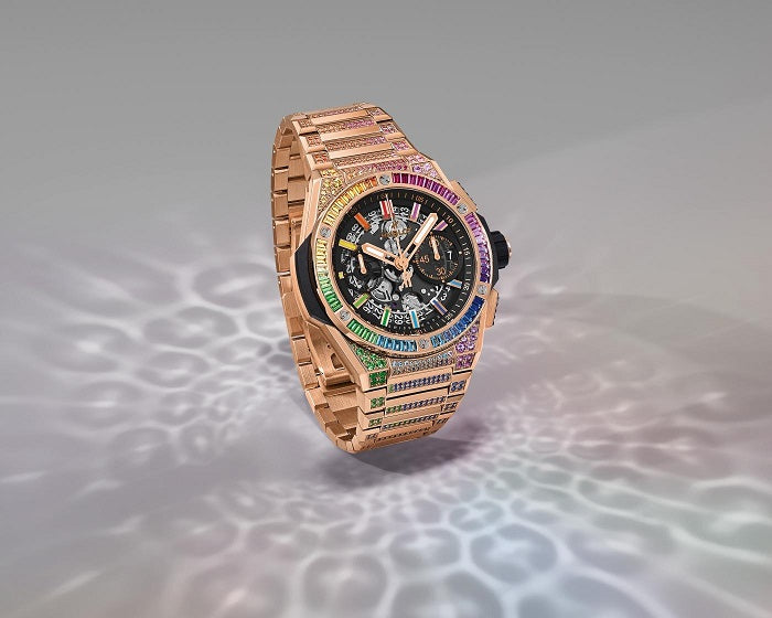 Hublot Big Bang Chronograph 18K King Gold Men's Watch with Colored Gemstones - Luxury Swiss Timepiece for Business, Gifting & Special Occasions