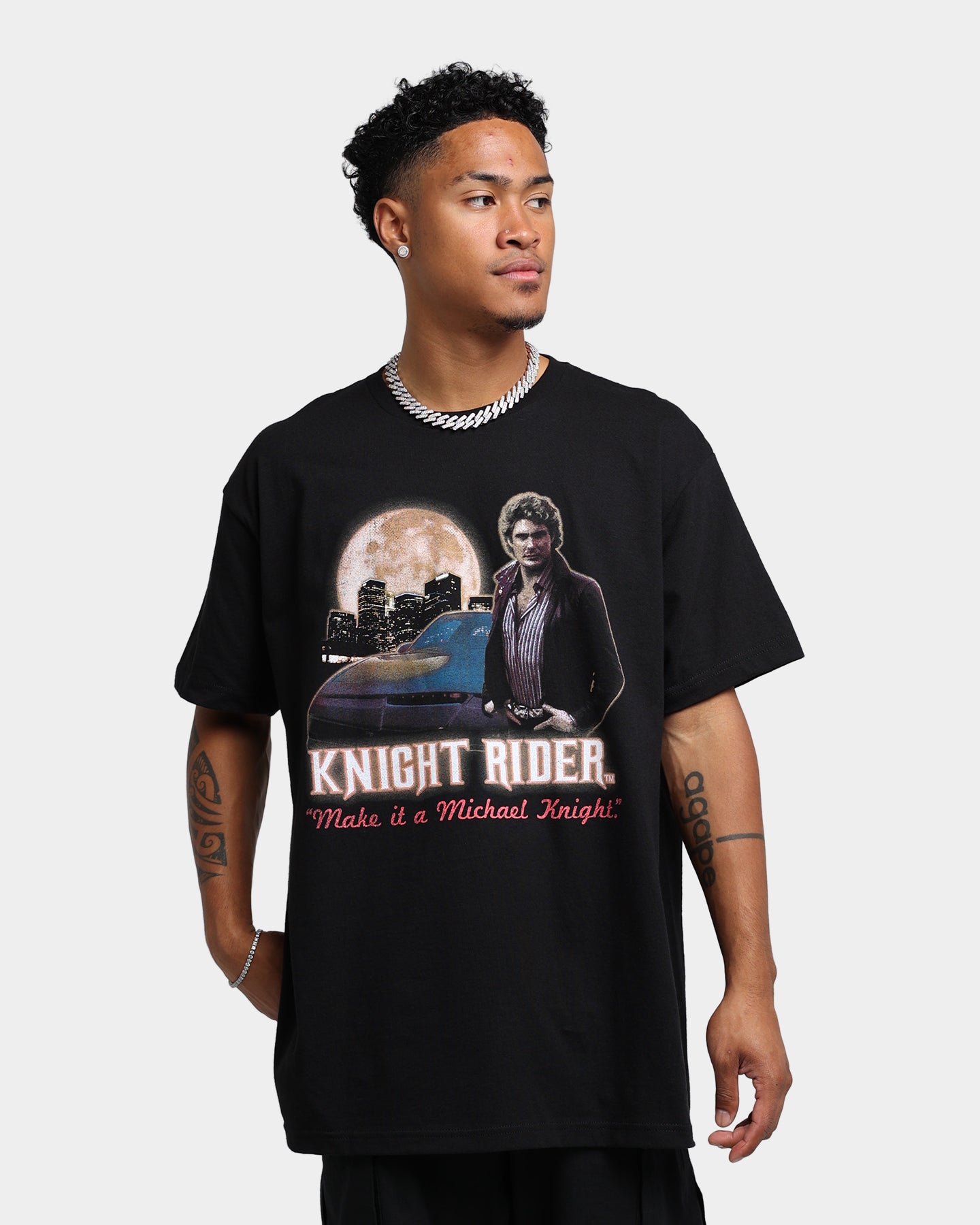 American Thrift X Knight Rider Michael Knight T-Shirt - Black Retro Vintage TV Show Tee for Men - Perfect for 80s Theme Parties & Pop Culture Fans