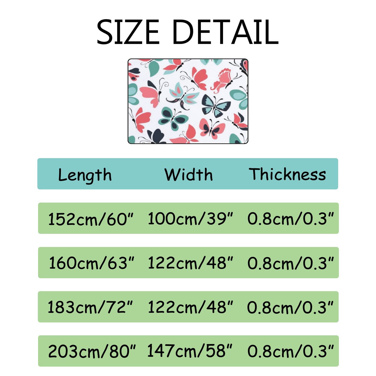 Elegant Butterfly Area Rugs - Non-Slip Soft Large Indoor Floor Mats for Bedroom, Living Room, Nursery, Dorm & Office (60x39in) | Home Decor Carpet Perfect for Kids Room & Under Desk