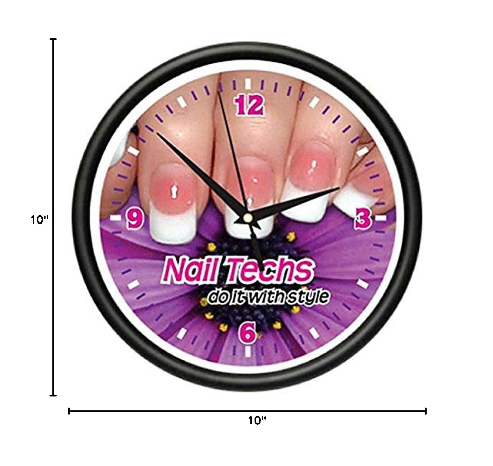 SignMission Nail Technician Wall Clock - Large 12 Inch Silent Non-Ticking Clock for Manicurist, Nail Salon Decor, Beauty Studio Gift - Perfect for Nail Art Stations, Spa Waiting Areas & Salon Reception