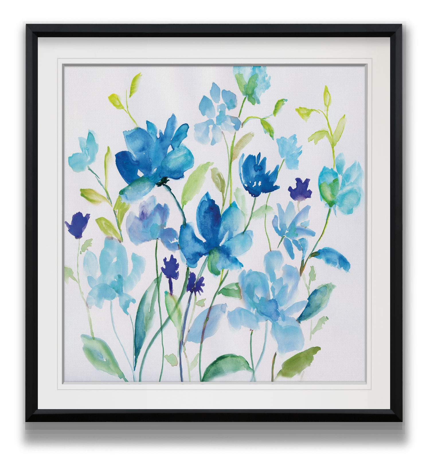 Abstract Floral Watercolor Painting - Framed Giclee Canvas Print of Flower Garden Artwork, Modern Home Wall Decor for Living Room, Bedroom & Office